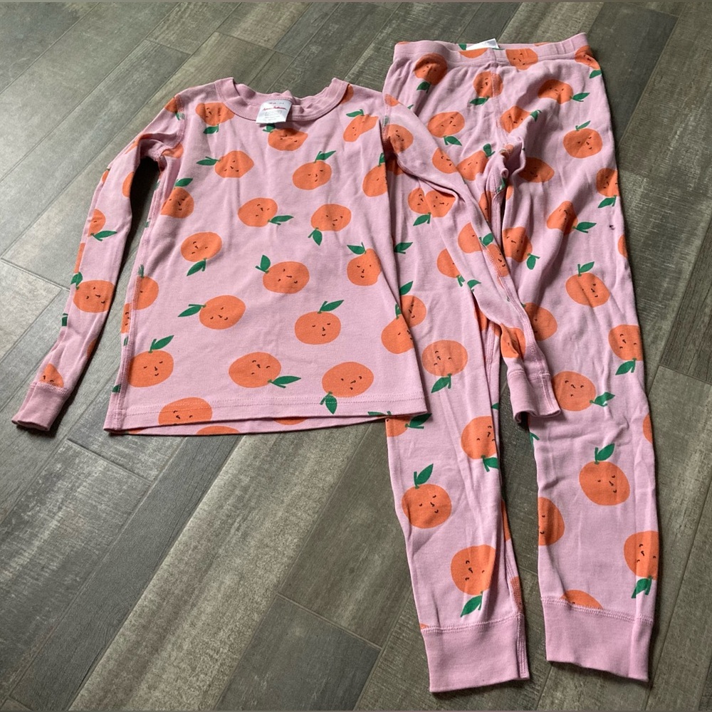 Hanna Andersson Oranges Long John PJs Pajamas 130